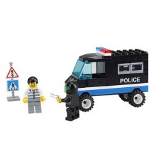 正品启蒙警察局系列 126拼装积木儿童益智玩具 押送警车87