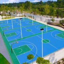 硅PU篮球场施工塑胶球场地面铺装翻新