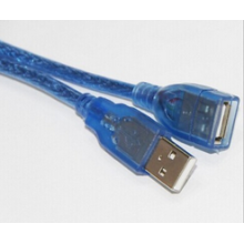 USB2.0带磁环延长线 透明蓝色3米数据线
